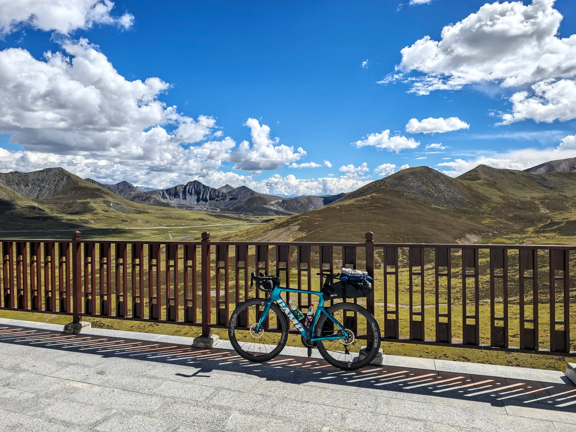 Touring bicycle at a mountain pass